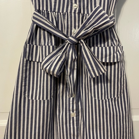 Small button-up blue and white stripe belted Necessary Objects dress - Picture 4 of 6